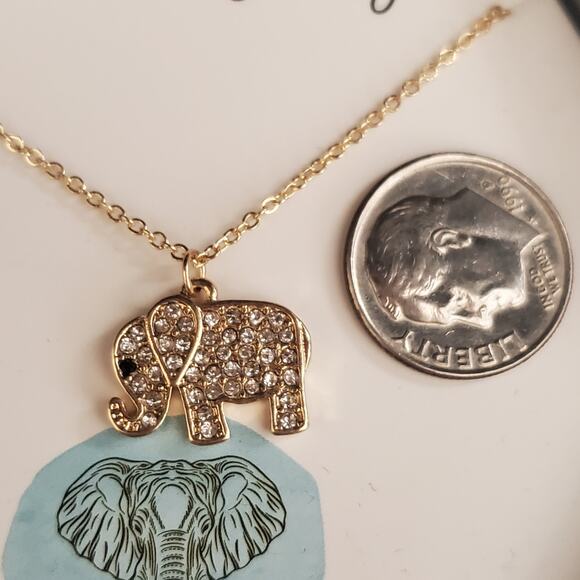 Elephant Necklace‎ with Pave Crystals Roam the Jungle Gold Tone New in Box - Picture 4 of 5